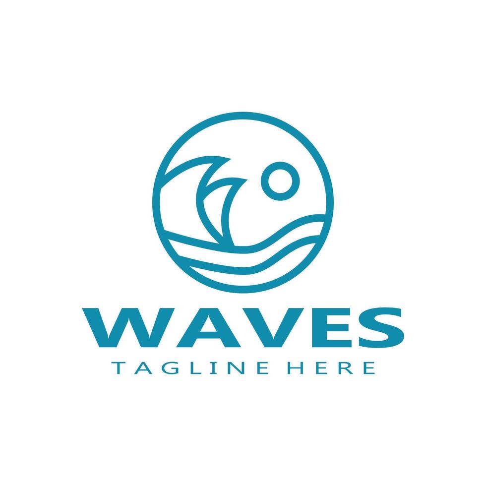 water wave logo, beach waves, sea, design vector