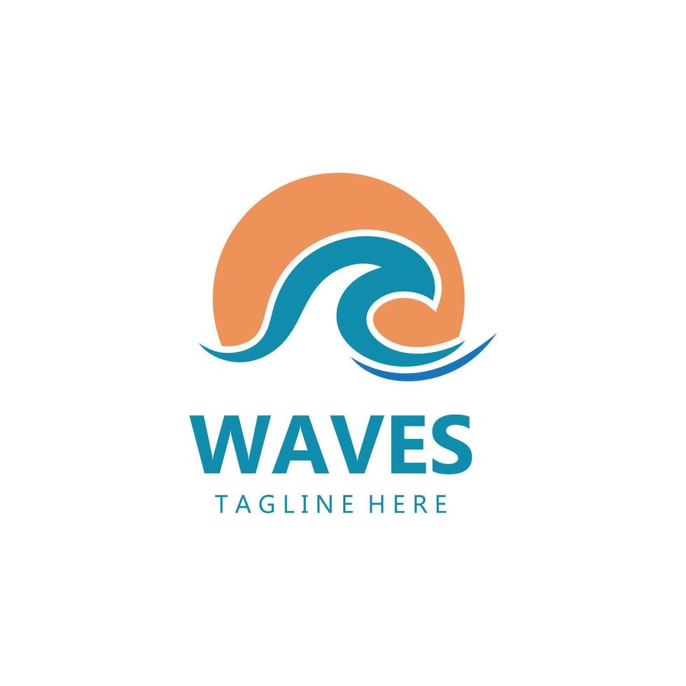 water wave logo, beach waves, sea, design vector