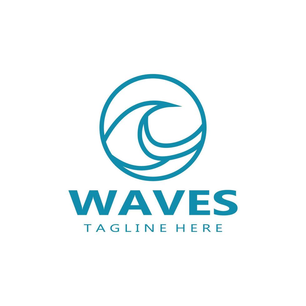 water wave logo, beach waves, sea, design vector