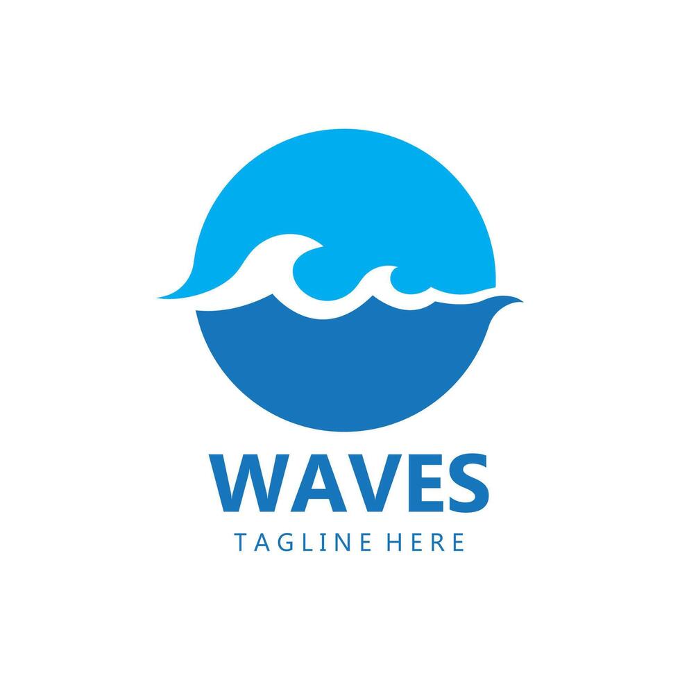 water wave logo, beach waves, sea, design vector