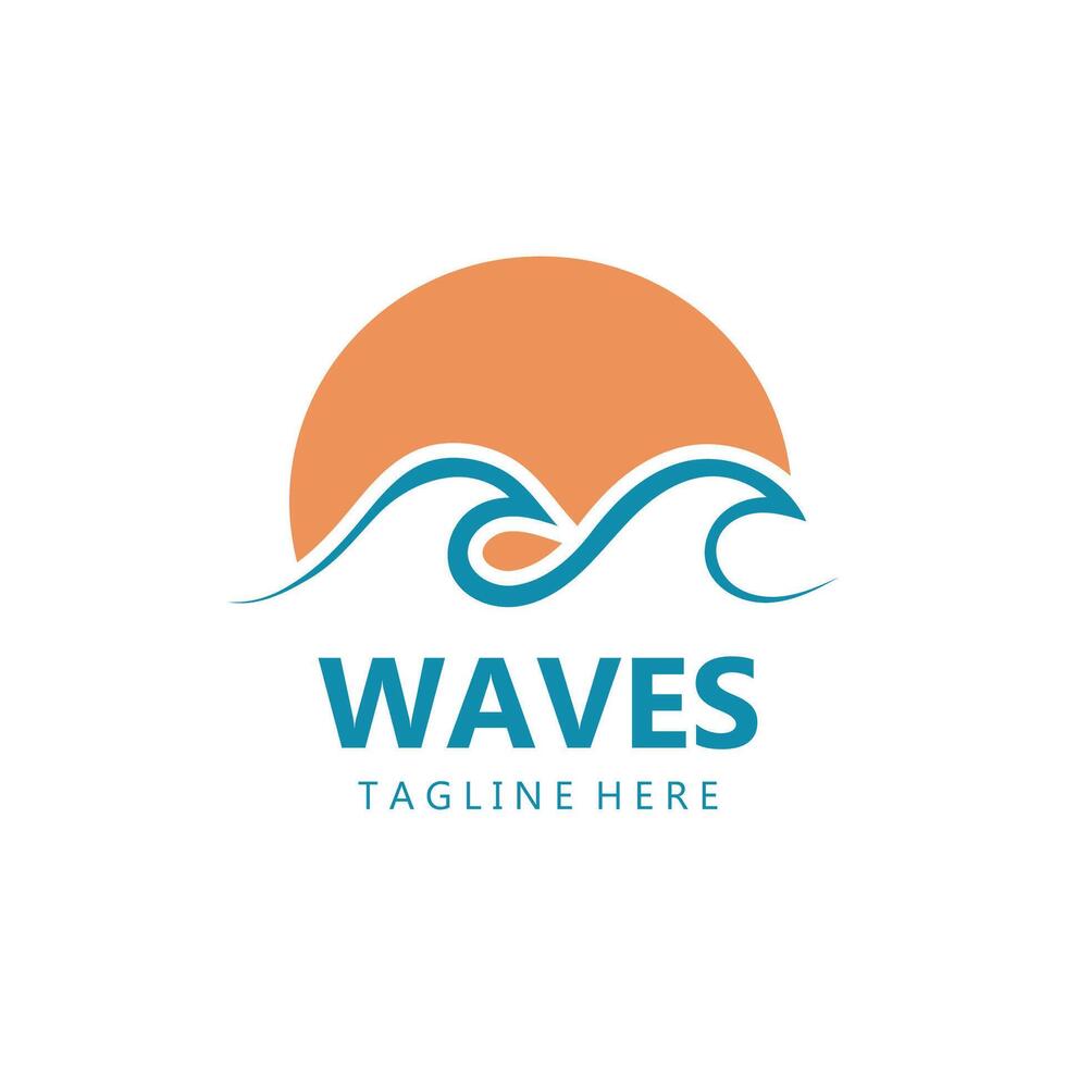 water wave logo, beach waves, sea, design vector