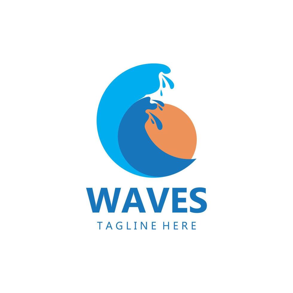 water wave logo, beach waves, sea, design vector