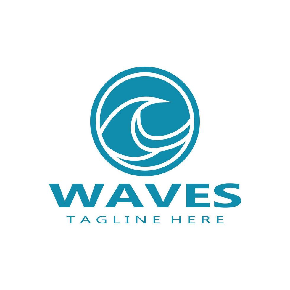 water wave logo, beach waves, sea, design vector