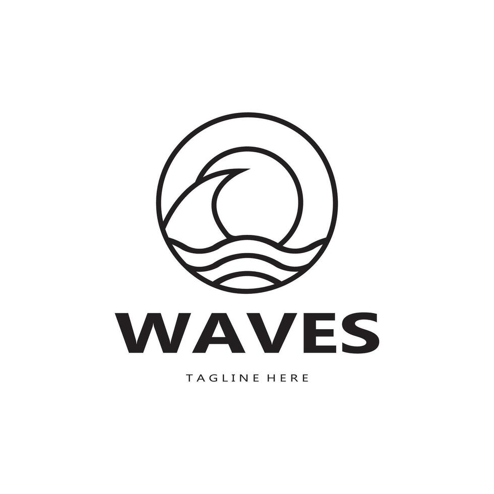 water wave logo, beach waves, sea, design vector