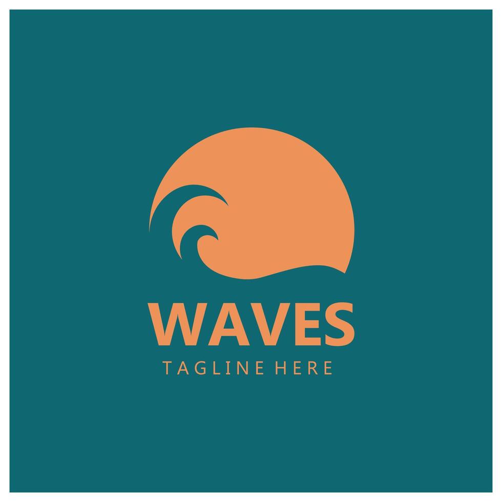 water wave logo, beach waves, sea, design vector