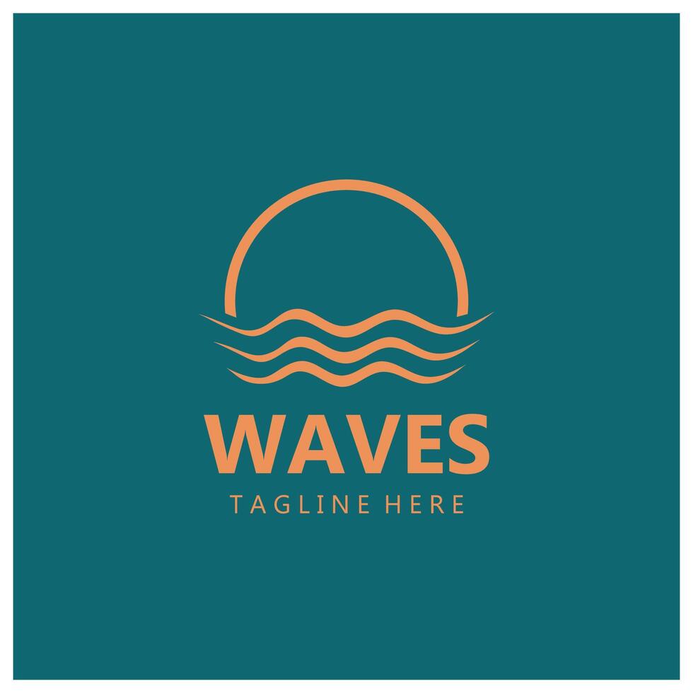 water wave logo, beach waves, sea, design vector