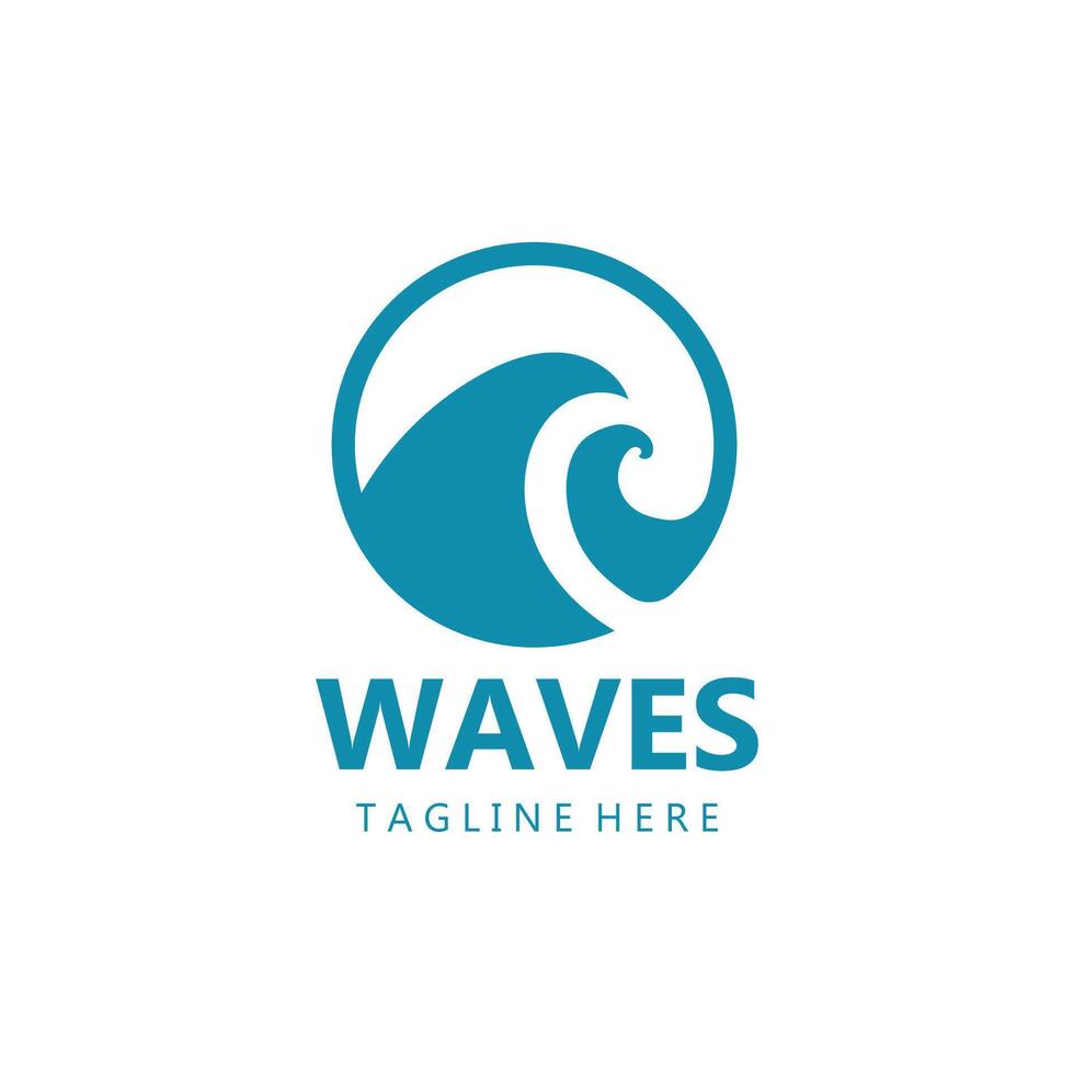 water wave logo, beach waves, sea, design vector