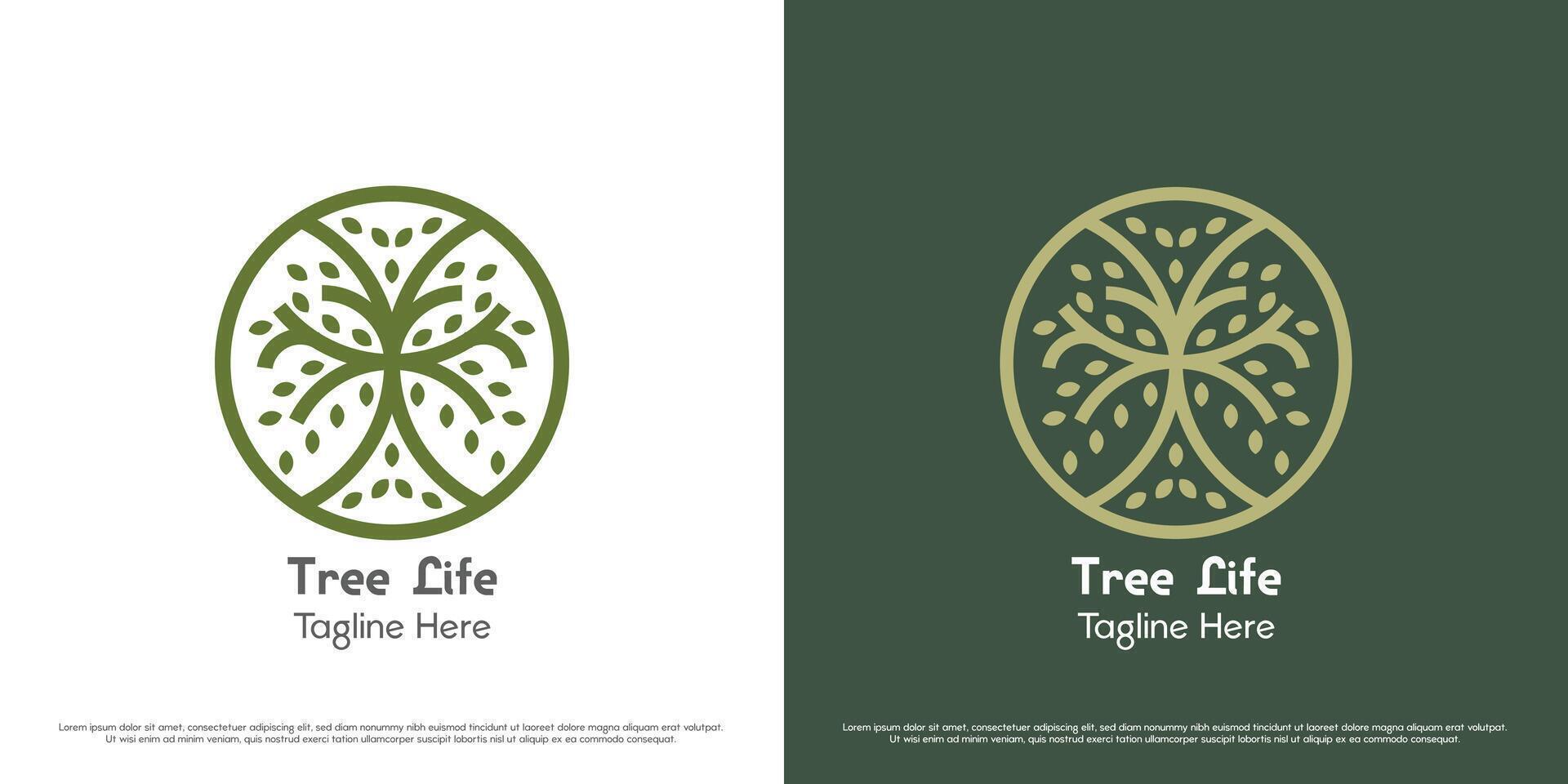 Oak tree logo design illustration. Silhouette of green tree plant olive leaves seed sprout fresh rural bio evergreen foliage garden floral park nature. Modern minimalist simple flat icon symbol vector