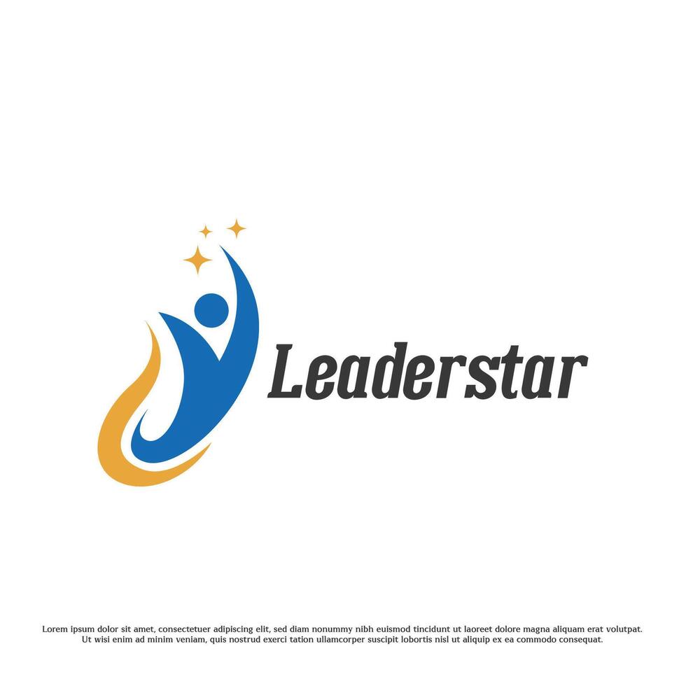 líder estrella logo diseño ilustración. silueta de un exitoso personas lograr estrella carrera trabajo empresa negocio empleador gerente supervisor. mínimo moderno sencillo plano elemento símbolo icono. vector