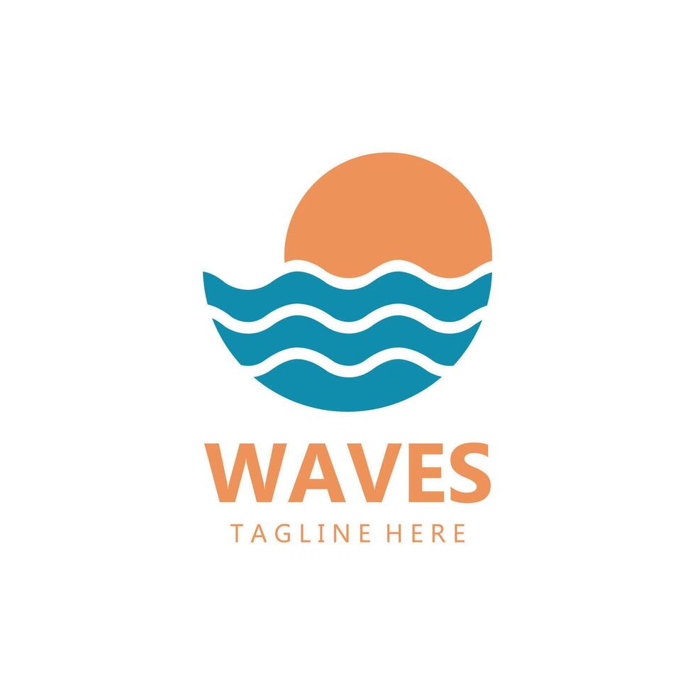 water wave logo, beach waves, sea, design vector