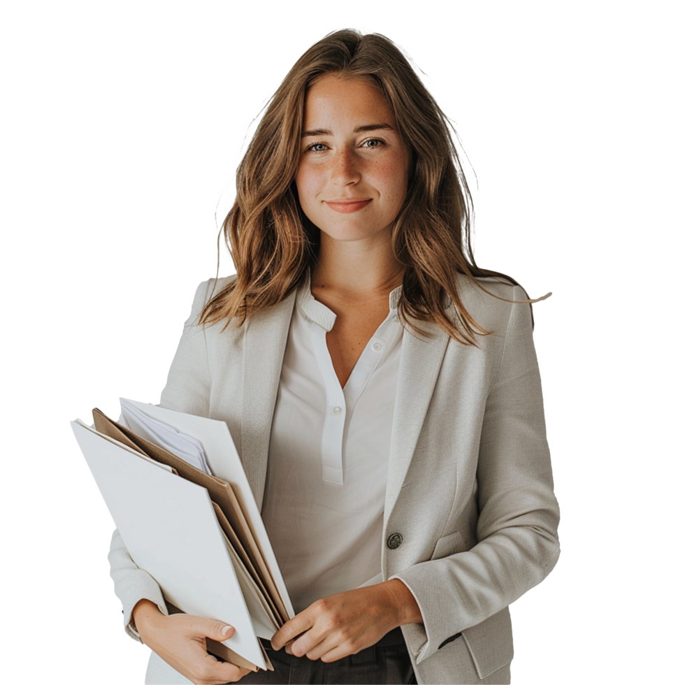Attractive businesswoman in a suit isolated png