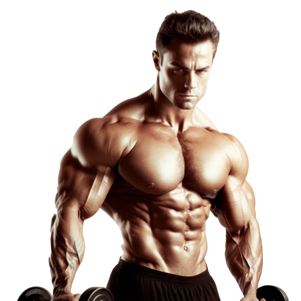 Bodybuilder man standing for workout training, isolated on transparent background png