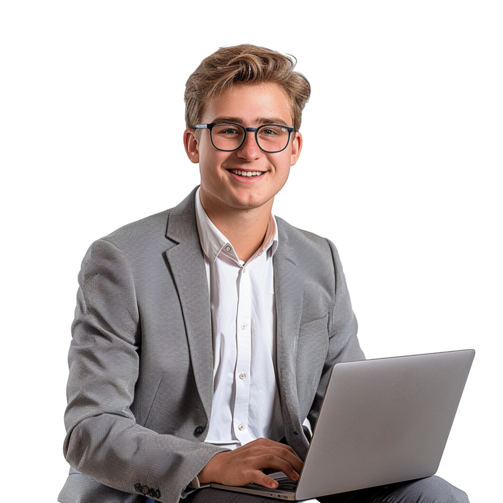 Portrait of confident business man isolated on transparent background png