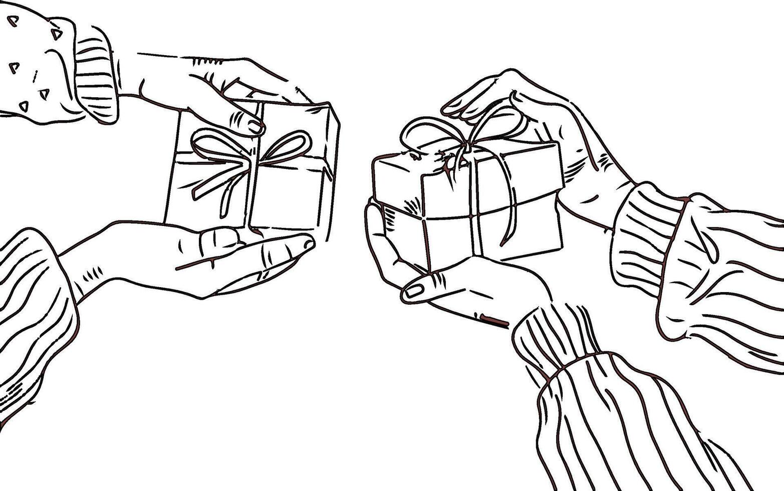 Heartwarming Gift Exchange Between Friends Highlighting Love and Friendship vector
