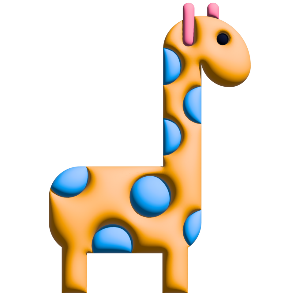 ontwerp een kleurrijk 3d karakter icoon van een dier met verloop. modern en pret kinderen stijl. png