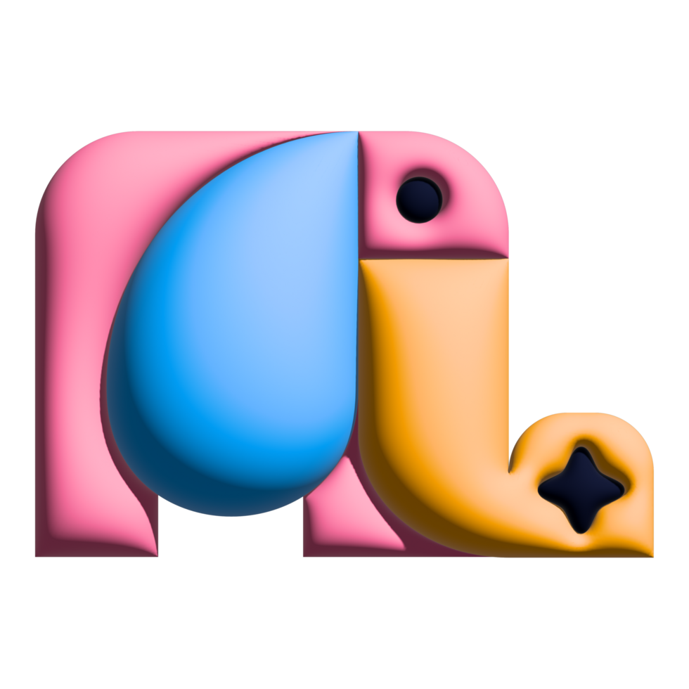 Design ein bunt 3d Charakter Symbol von ein Tier mit Gradient. modern und Spaß Kinder Stil. png