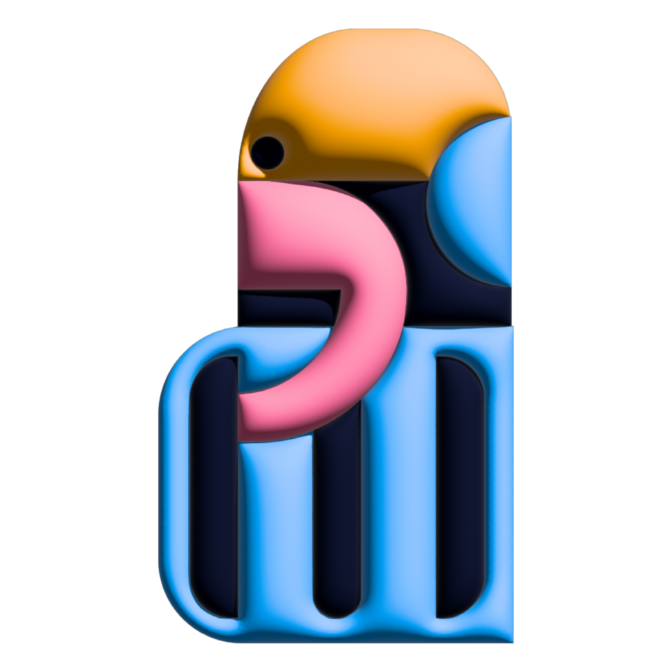 Design ein bunt 3d Charakter Symbol von ein Tier mit Gradient. modern und Spaß Kinder Stil. png