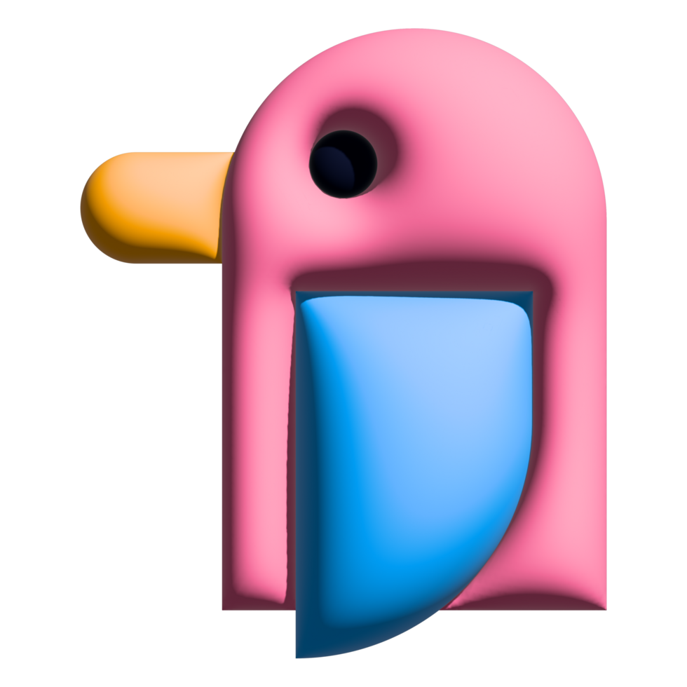 Design a colorful 3D character icon of a animal with gradient. modern and fun kids style. png