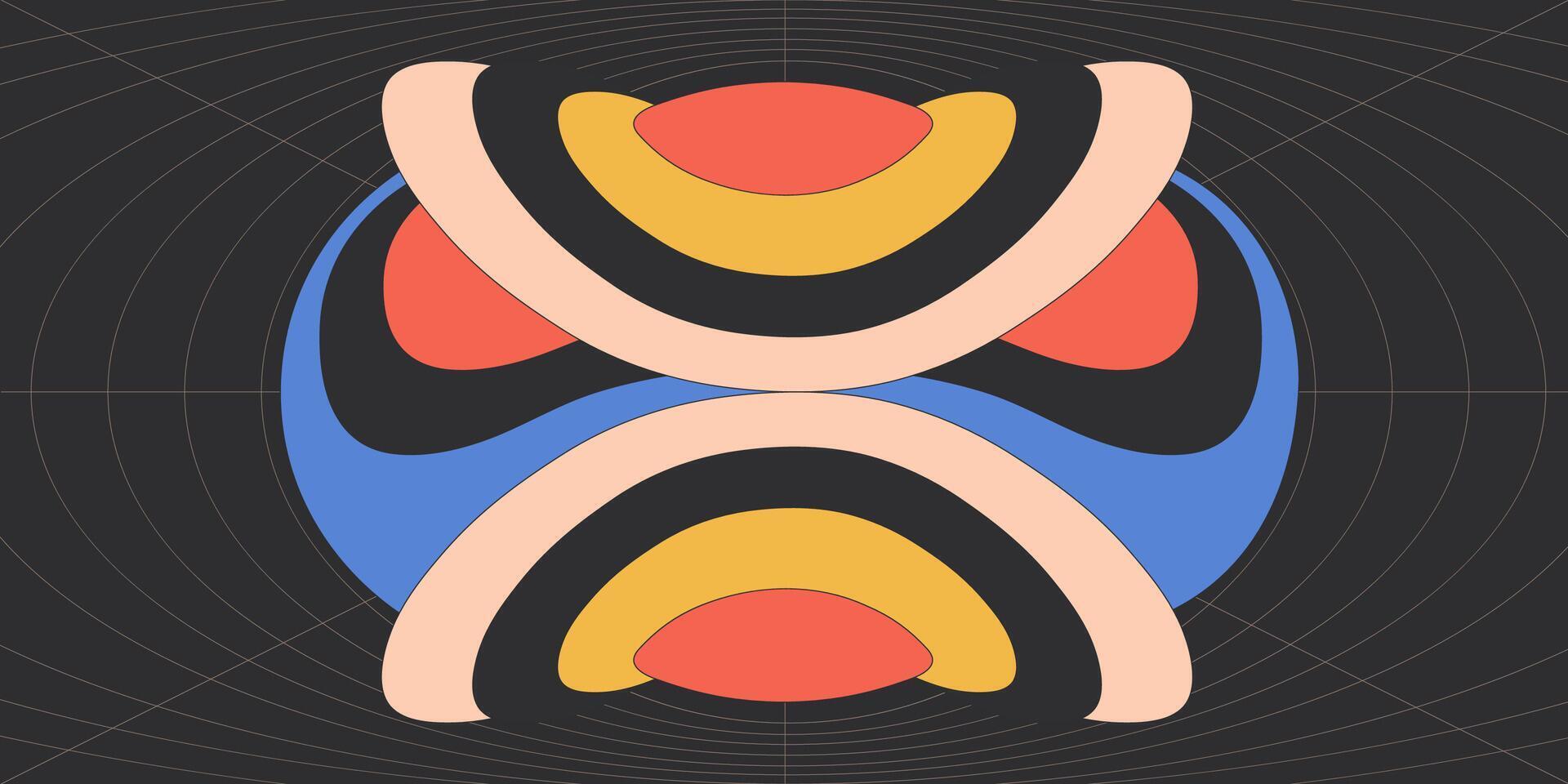 Psychedelic retro art. Inspirational retro poster with geometric elements, retro palette. vector
