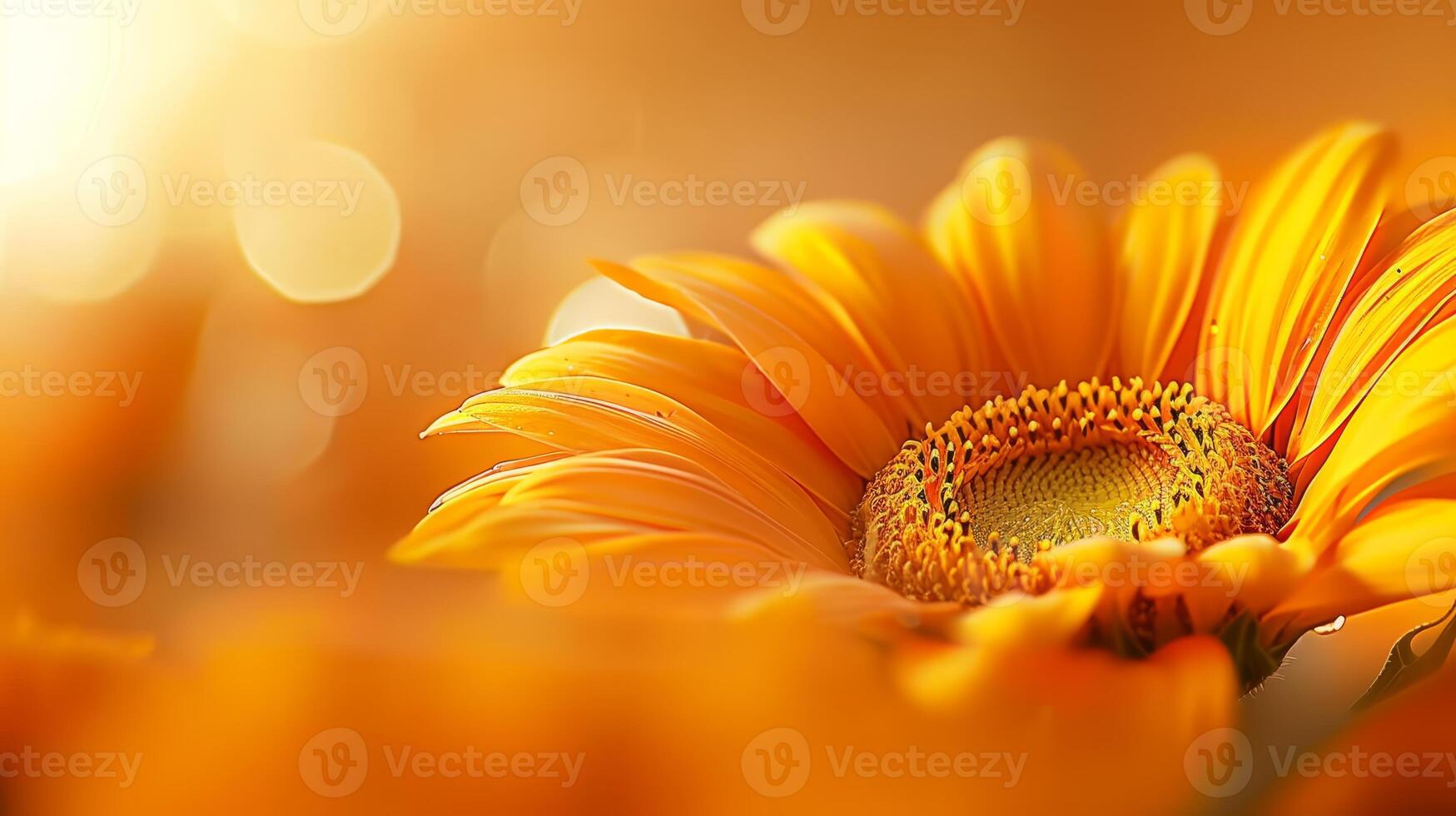 Detailed close up view of vibrant and beautiful sunflowers in focus for observation photo