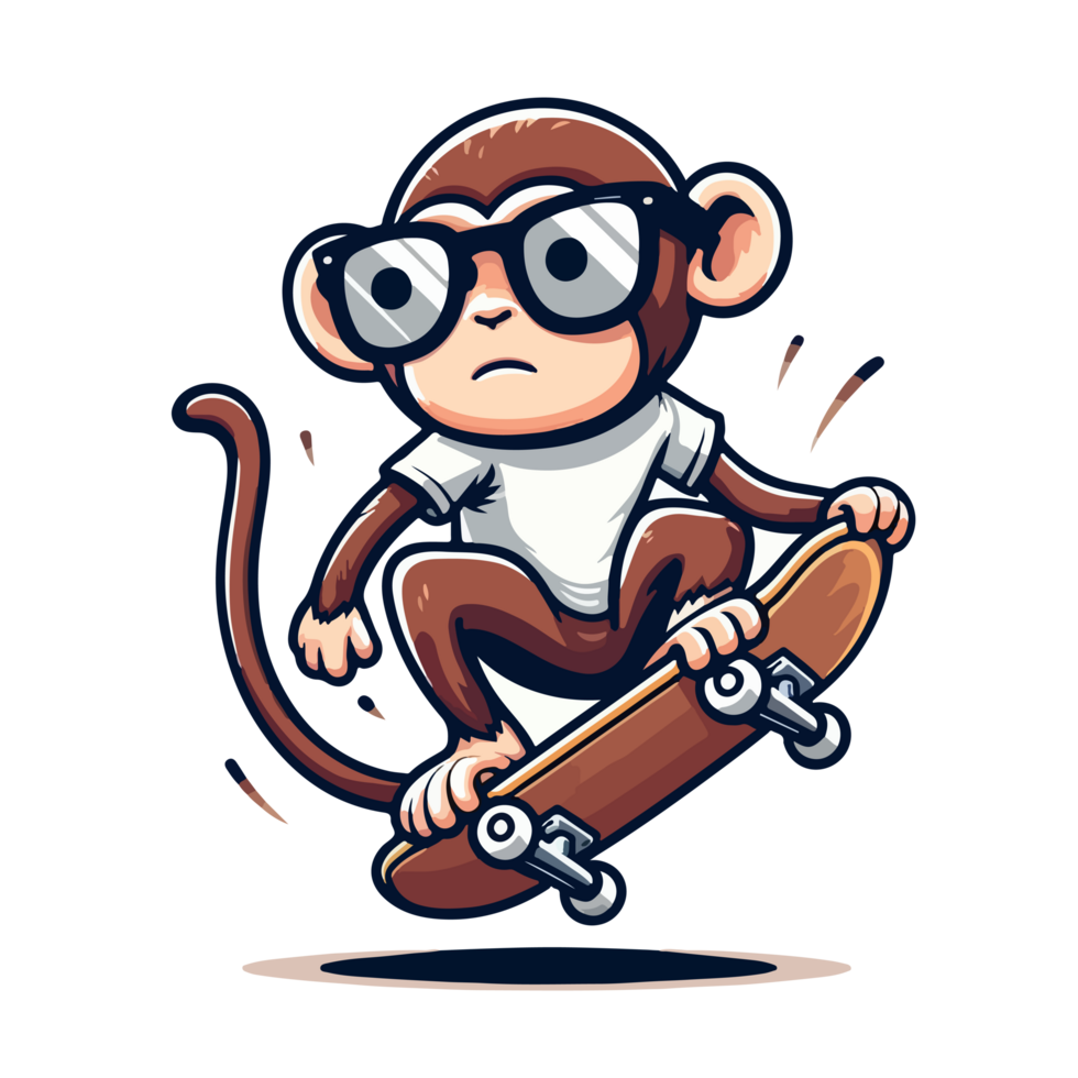 cartoon monkey riding a skateboard, cartoon character png