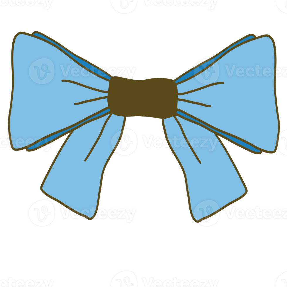 Hand-Drawn Blue Bow Illustration With Clean Lines and Solid Colors png