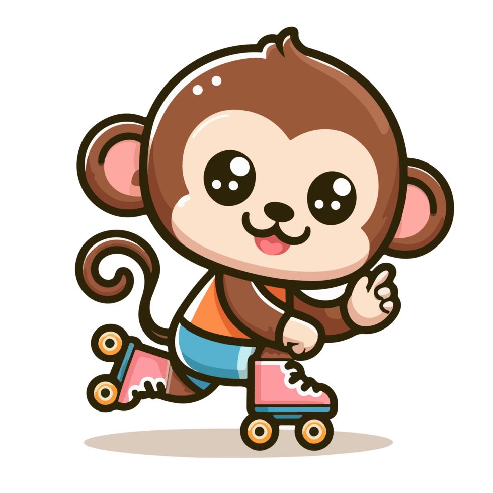 cartoon monkey riding roller png