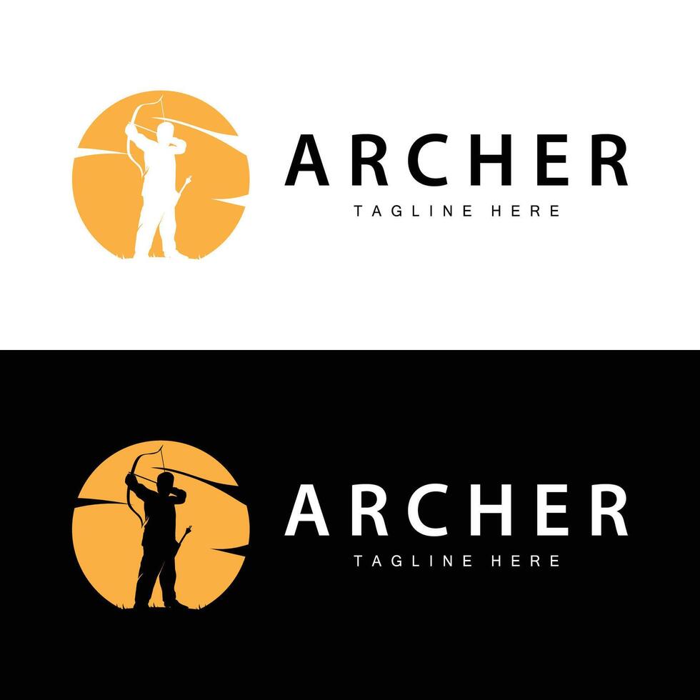 Archer logo vintage design old inspiration archer tool arrow template brand vector
