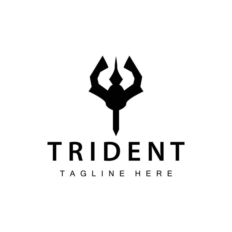 Trident logo design spear weapon sea king poseidon neptune symbol template vector