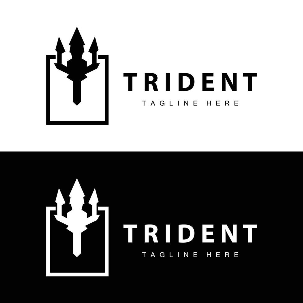 Trident logo design spear weapon sea king poseidon neptune symbol template vector