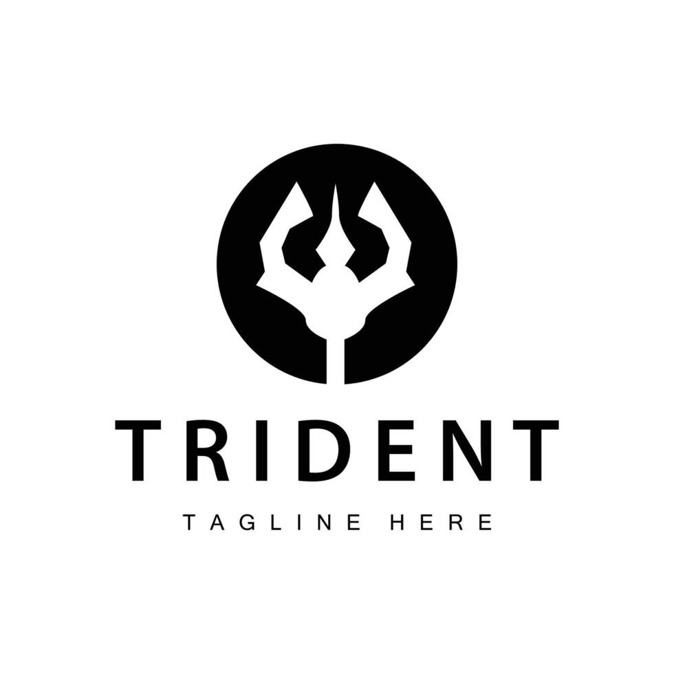 Trident logo design spear weapon sea king poseidon neptune symbol template vector