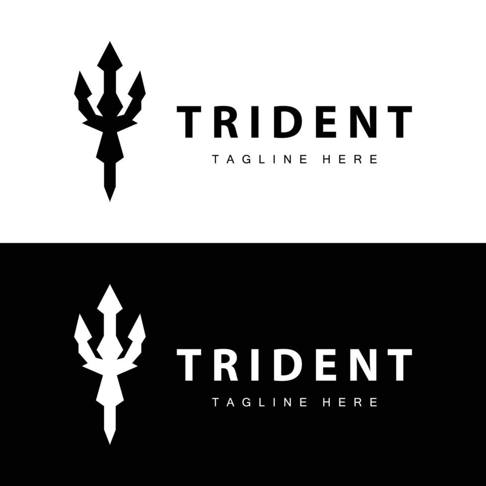 Trident logo design spear weapon sea king poseidon neptune symbol template vector