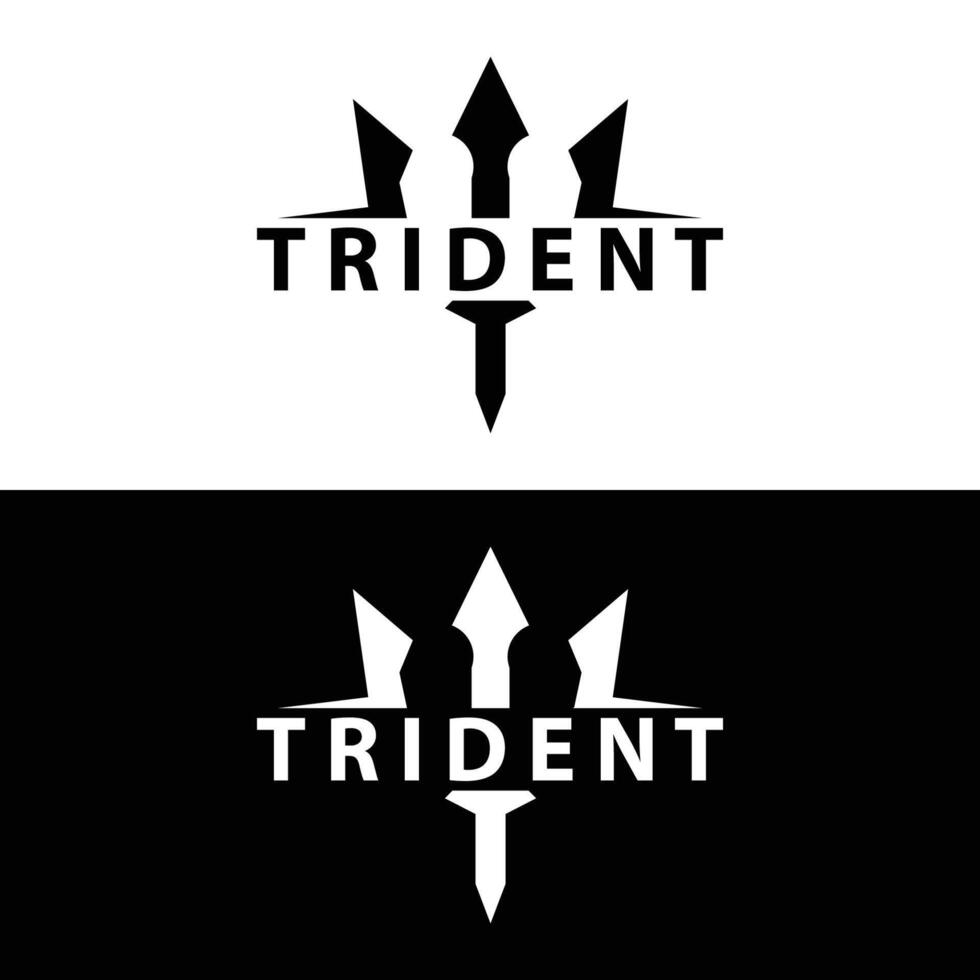 Trident logo design spear weapon sea king poseidon neptune symbol template vector