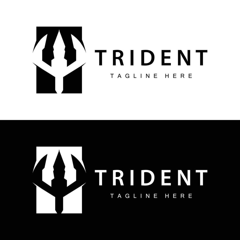 Trident logo design spear weapon sea king poseidon neptune symbol template vector