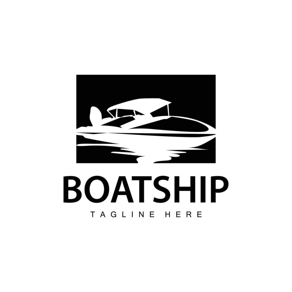 Speed boat ship logo black silhouette design vintage for nautical simple sea ship travel template illustration vector