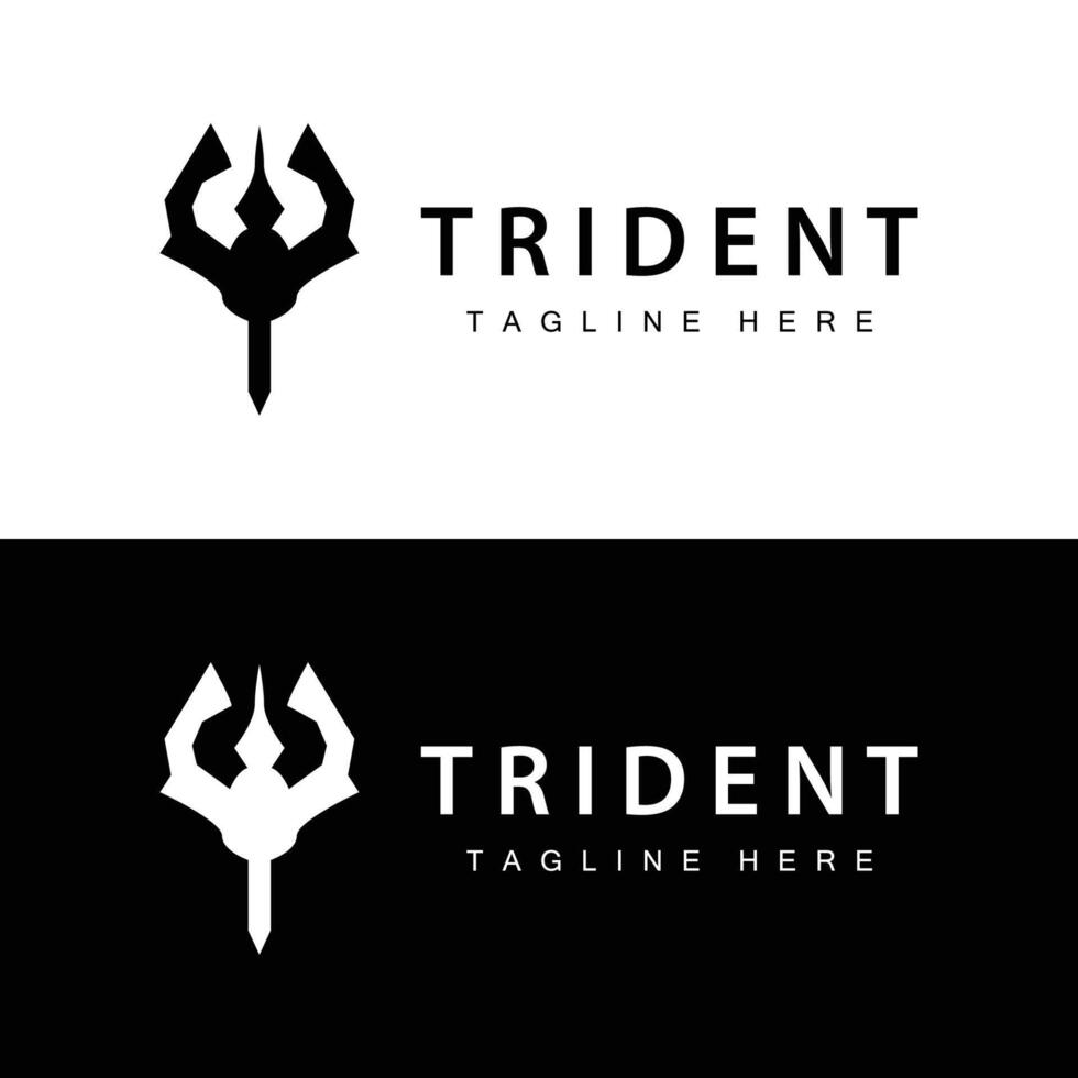 Trident logo design spear weapon sea king poseidon neptune symbol template vector