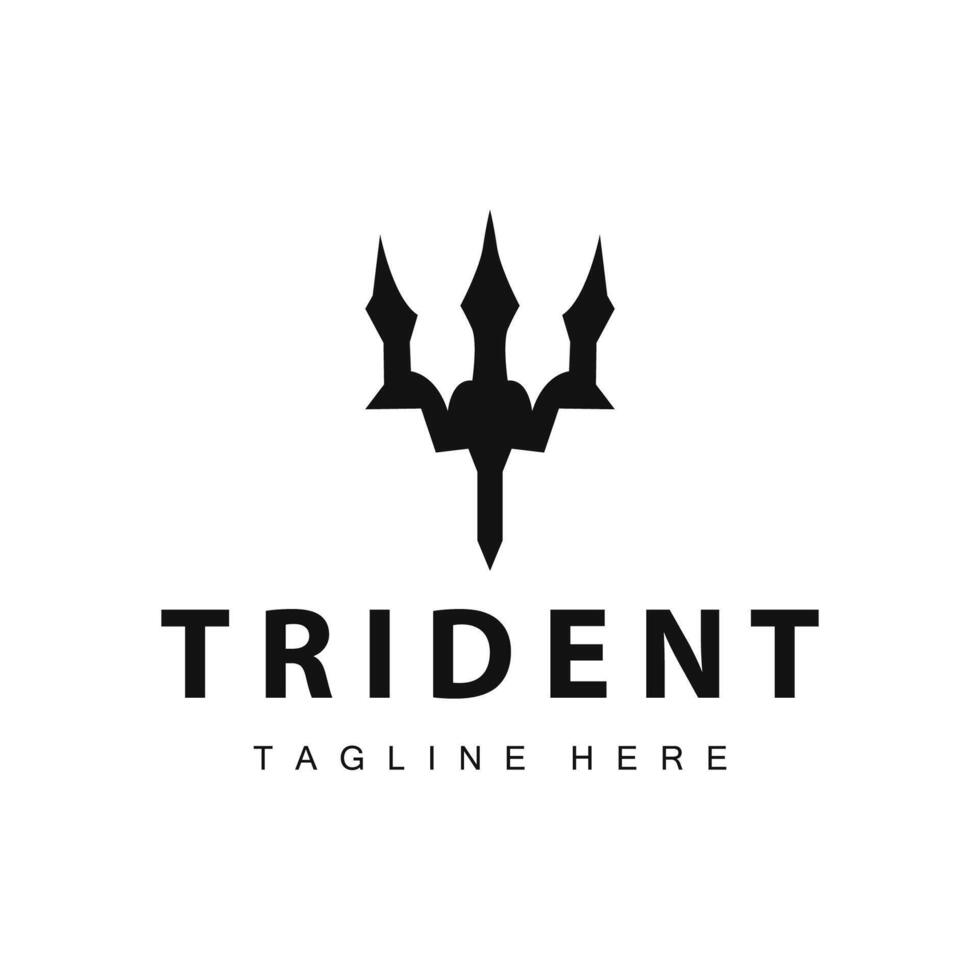 Trident logo design spear weapon sea king poseidon neptune symbol template vector