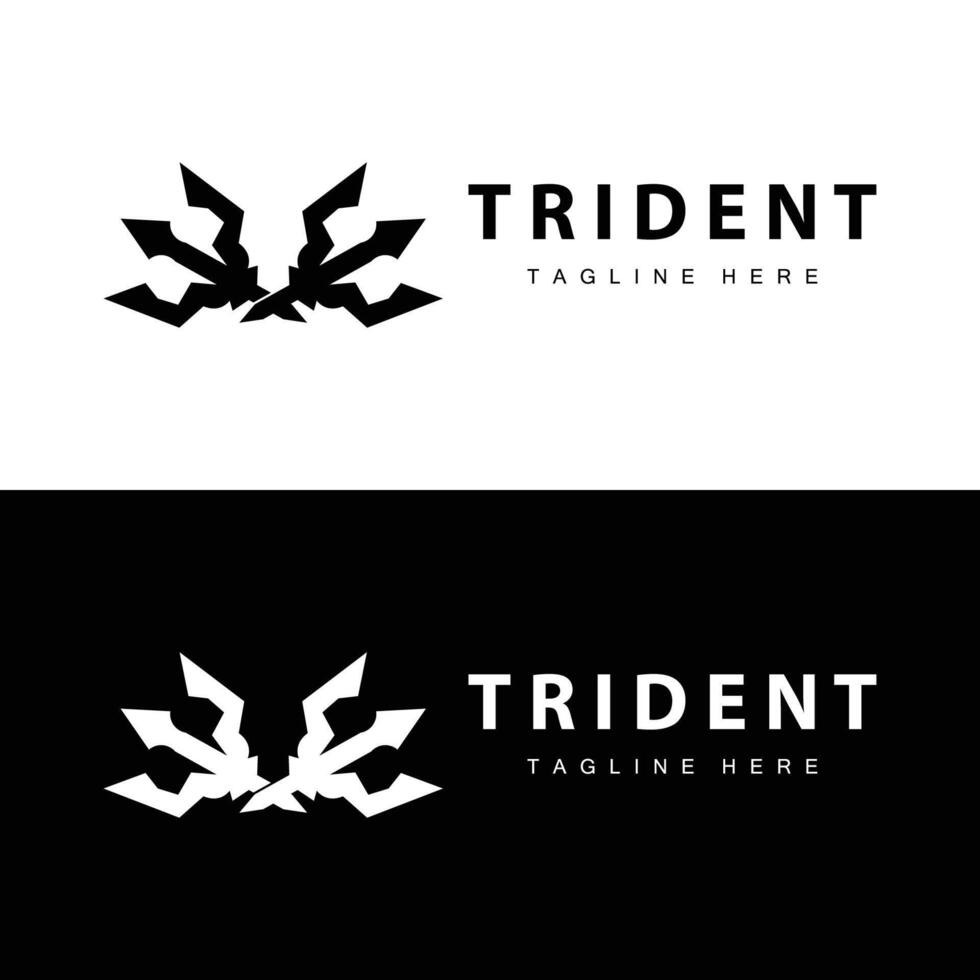 Trident logo design spear weapon sea king poseidon neptune symbol template vector