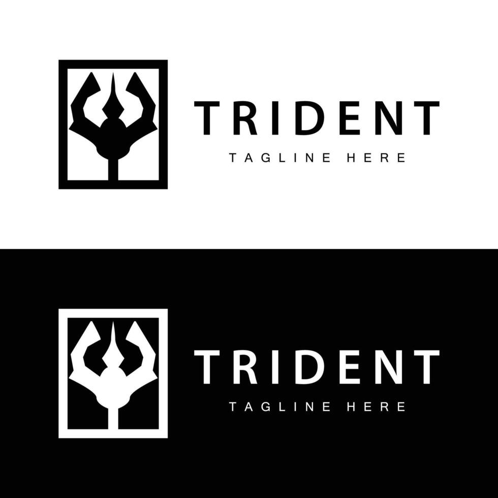 Trident logo design spear weapon sea king poseidon neptune symbol template vector