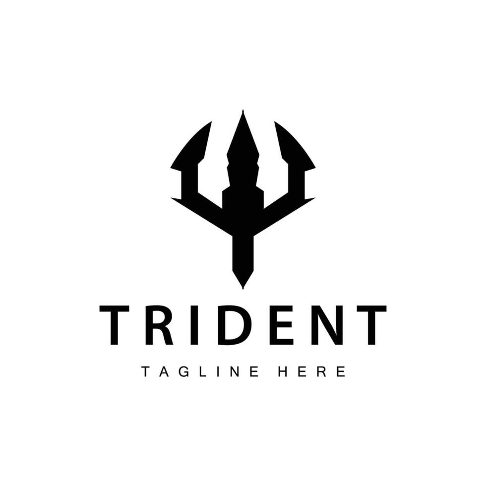 Trident logo design spear weapon sea king poseidon neptune symbol template vector