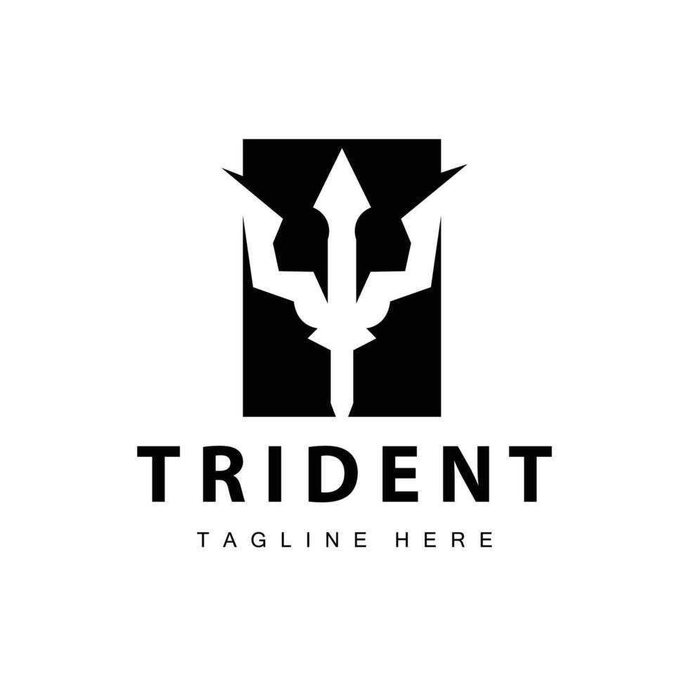 Trident logo design spear weapon sea king poseidon neptune symbol template vector