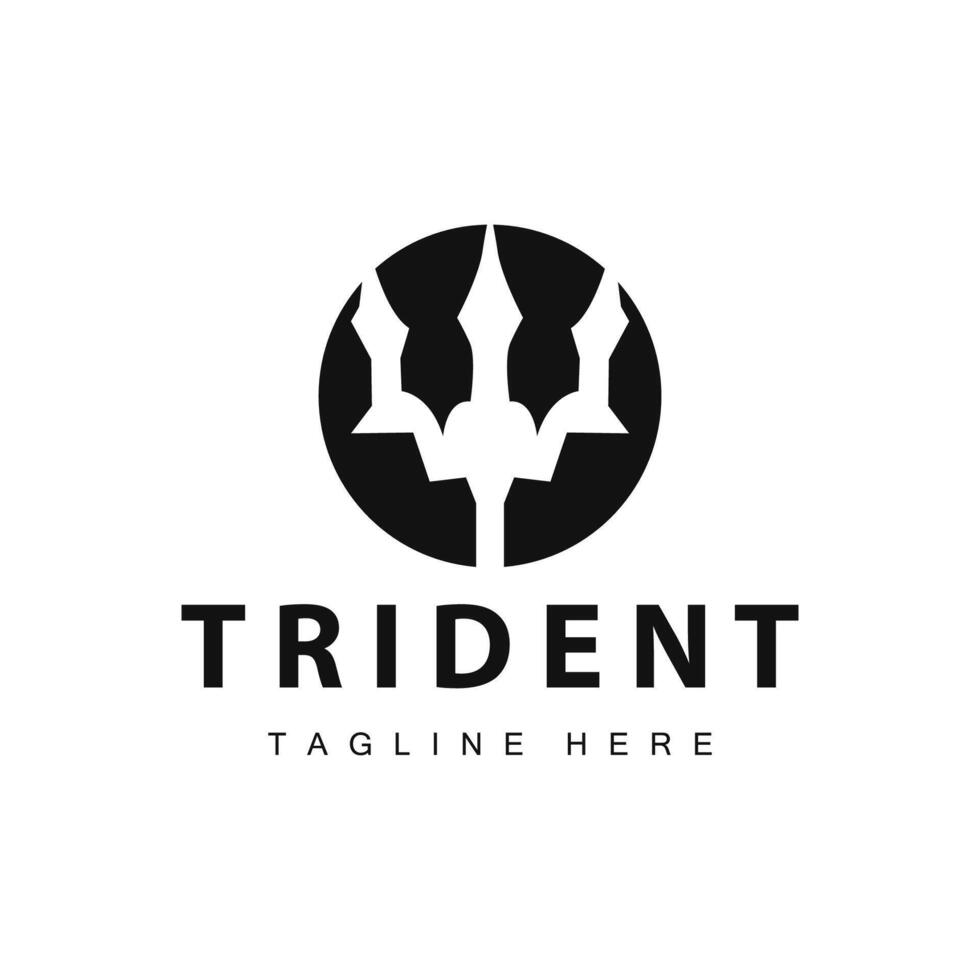 Trident logo design spear weapon sea king poseidon neptune symbol template vector