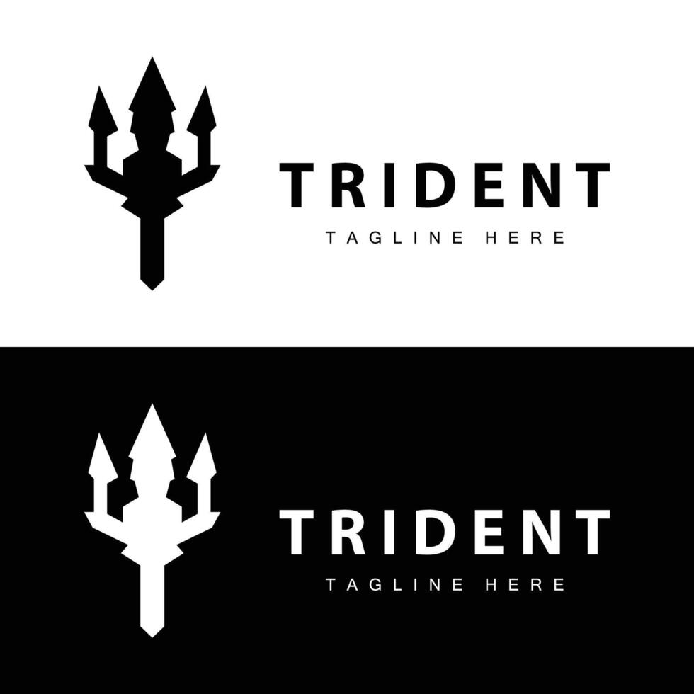 Trident logo design spear weapon sea king poseidon neptune symbol template vector
