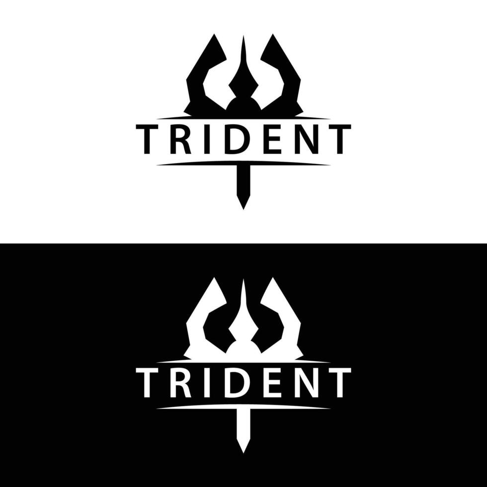 Trident logo design spear weapon sea king poseidon neptune symbol template vector