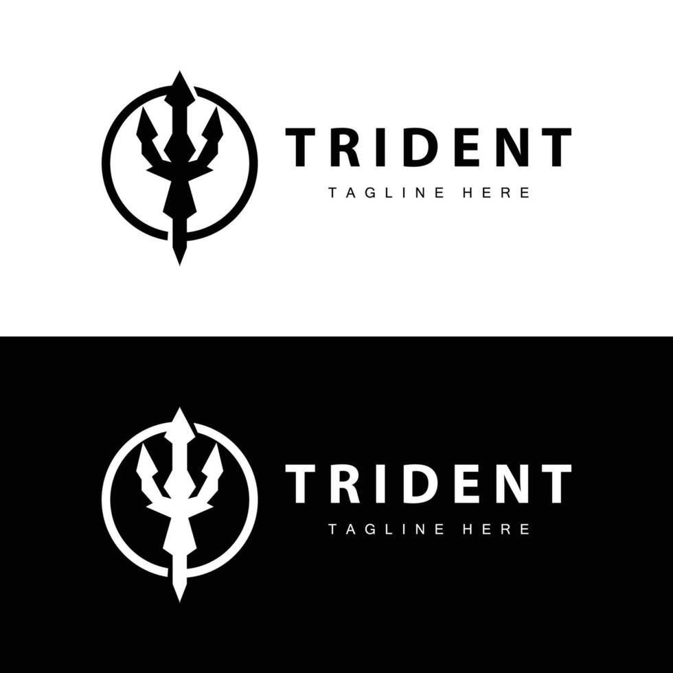 Trident logo design spear weapon sea king poseidon neptune symbol template vector