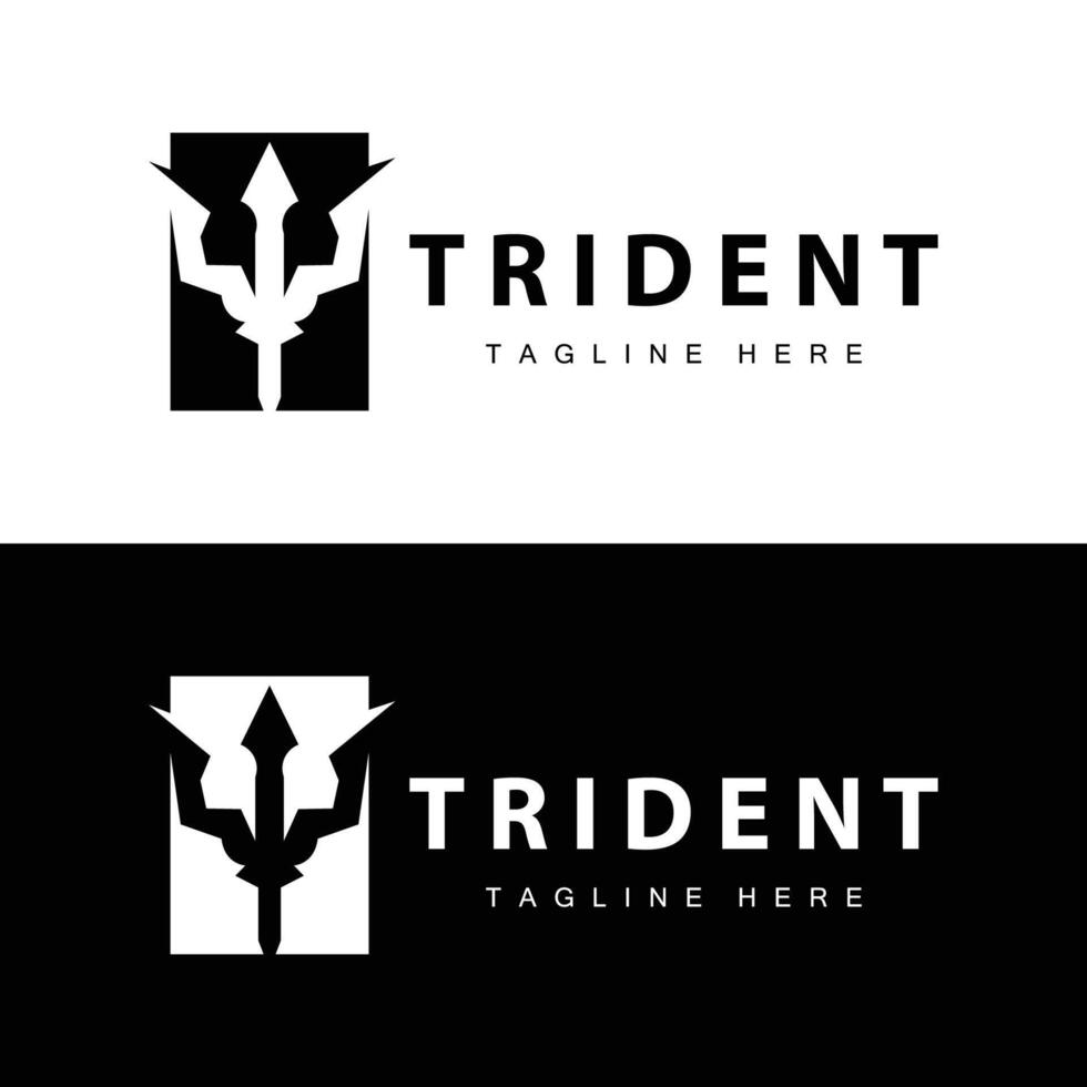 Trident logo design spear weapon sea king poseidon neptune symbol template vector