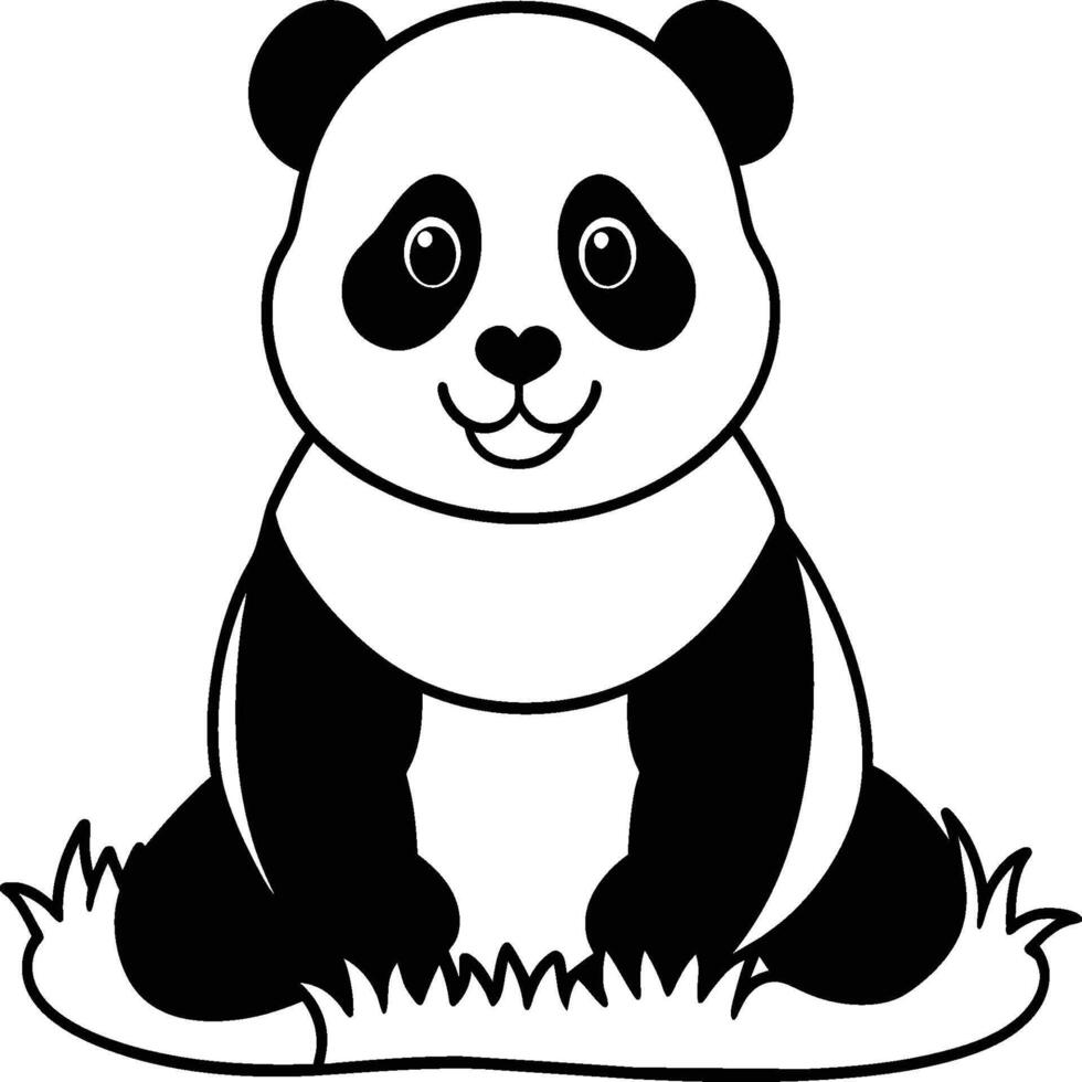 linda panda colorante paginas panda animal contorno para colorante libro. panda línea Arte vector