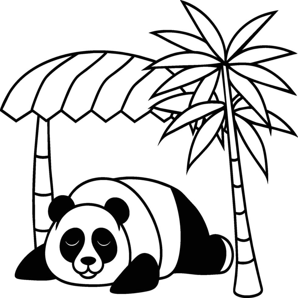 Cute panda coloring pages. Panda animal outline for coloring book. Panda line art vector