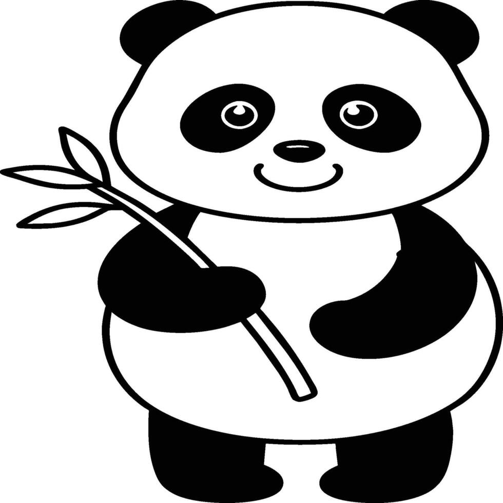 Cute panda coloring pages. Panda animal outline for coloring book. Panda line art vector