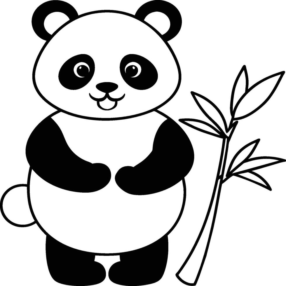 Cute panda coloring pages. Panda animal outline for coloring book. Panda line art vector